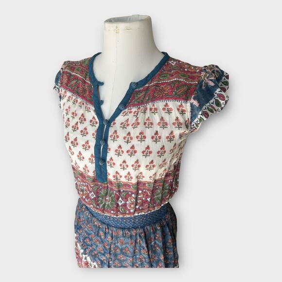 Faherty Bemini Kapu Beach Print Dress Smocked Waist Mini Boho Womens Size Small - Picture 8 of 10